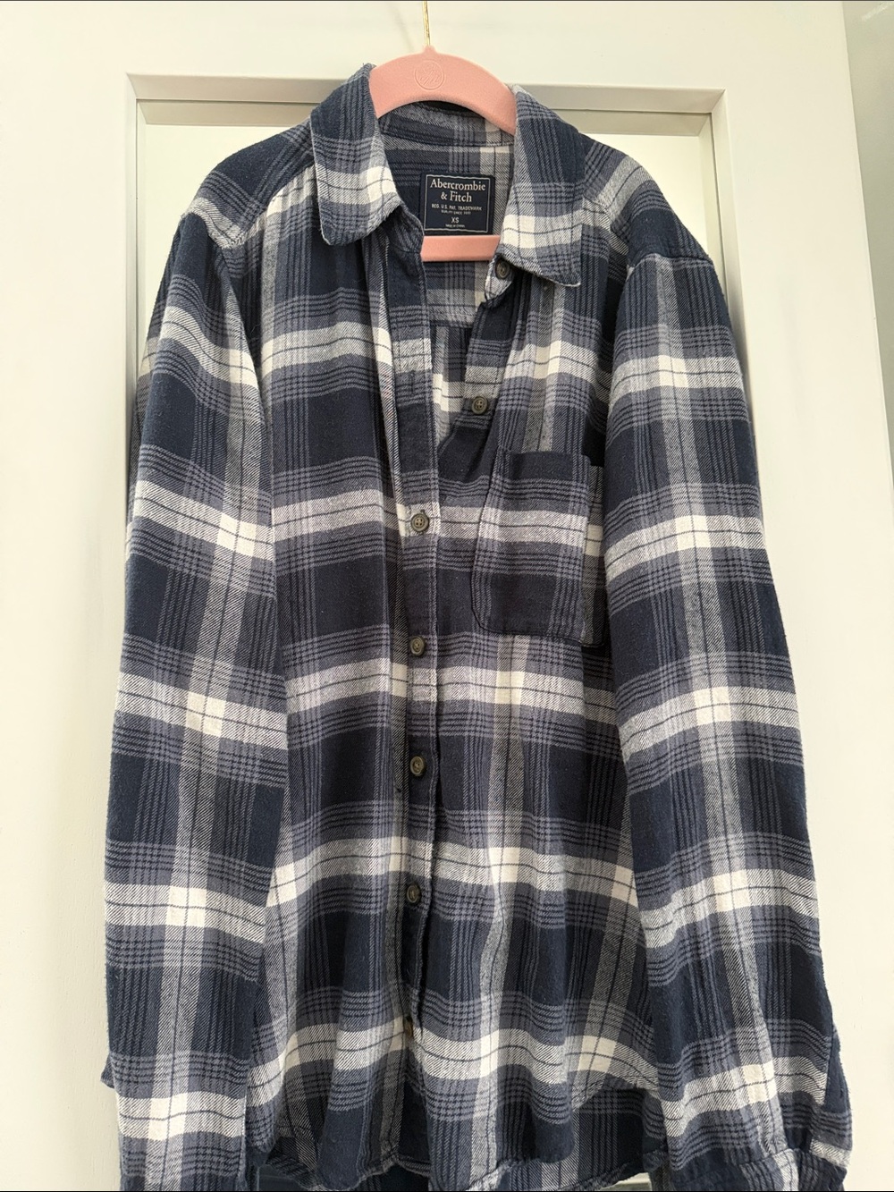 Abercrombie & Fitch kids’s vintage Navy and White Plaid Shirt Jacket